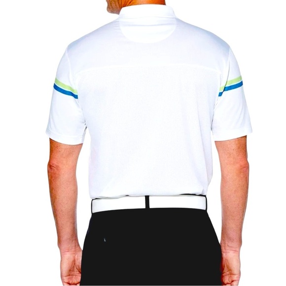Callaway Golf Performance Polo Men Opti Dri Shirt Breathable Stripe White Blue S - Picture 3 of 16